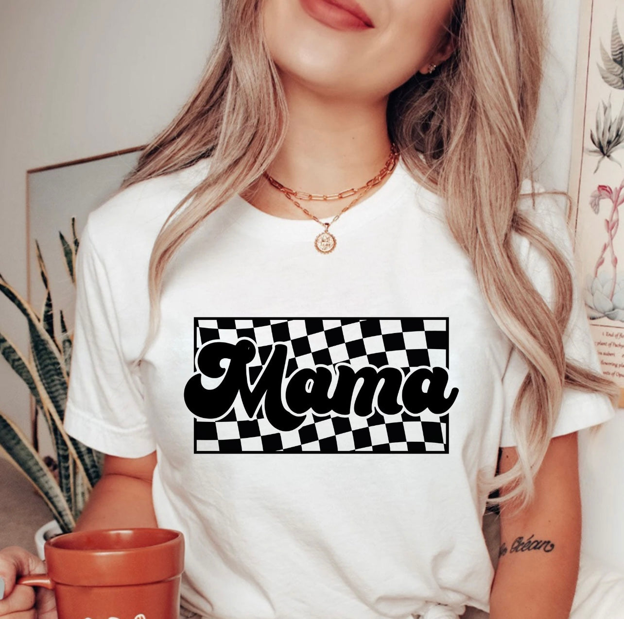MAMA CHECKERBOARD TEE